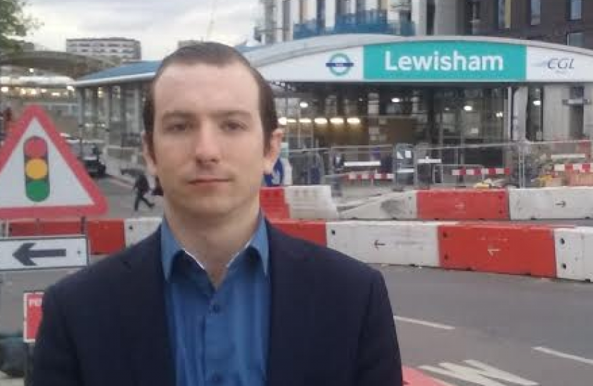 Ross Archer outside Lewisham DLR station