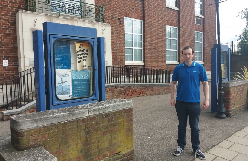 Ross outside Catford Police Station 