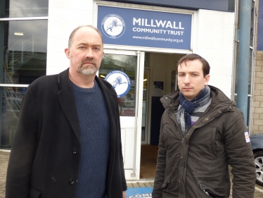 Ross Archer and Simon Nundy Outside Millwall F.C